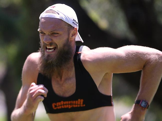 Melbourne Training Max Gawn running the myer music bowl hill Picture:Wayne Ludbey