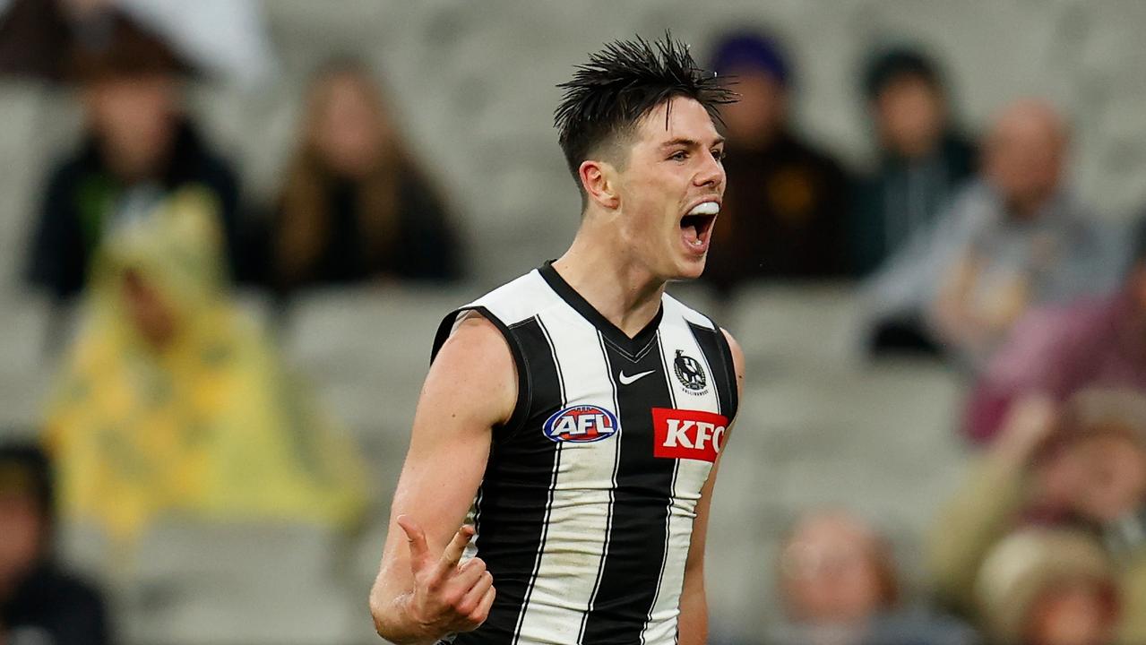 Oliver Henry slotted the go-ahead goal after a towering mark. Picture: Michael Willson/AFL Photos via Getty Images