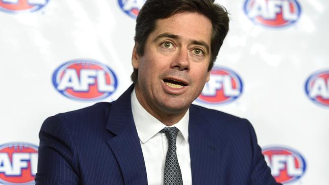 AFL CEO Gillon McLachlan says there is discomfort within the league about pokies. Picture: Kylie Else
