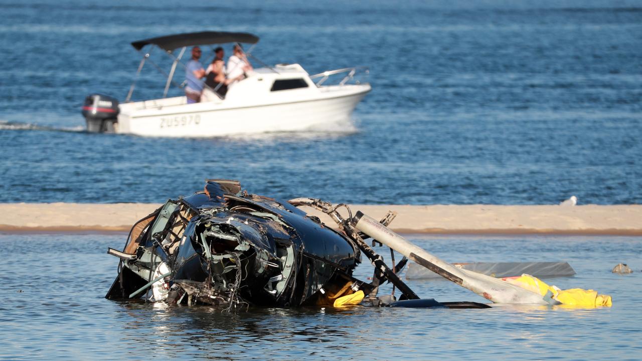 Wreckage from the Sea World Helicopters crash on the Gold Coast in January 2023. Picture Scott Powick