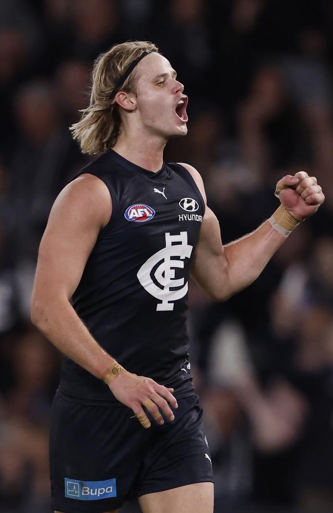 Tom De Koning celebrates a goal. Picture: Darrian Traynor/Getty Images