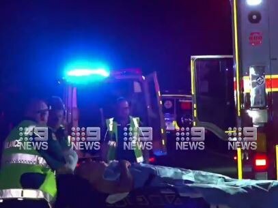 A 75-year-old motorcyclist has been found injured more than seven hours after he took a 20m fall. Picture: 9 News