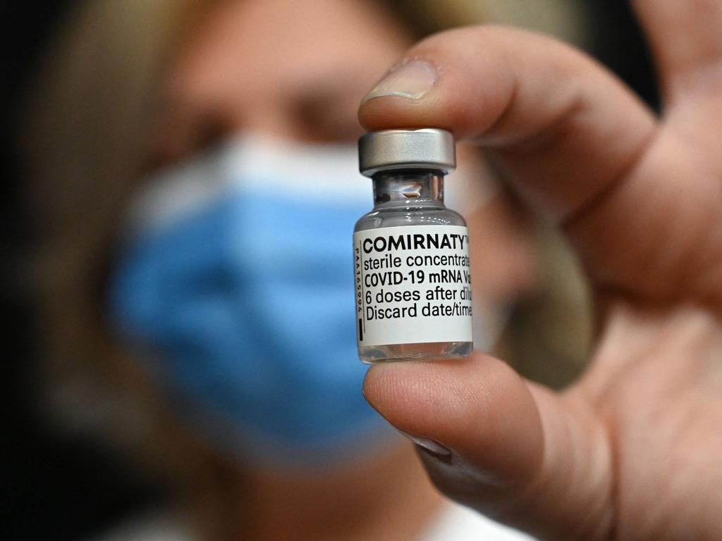 The UK drugs regulator says the Pfizer and Moderna Covid-19 vaccines can cause heart swelling, but the condition is “extremely rare” and “typically mild”. Picture: AFP