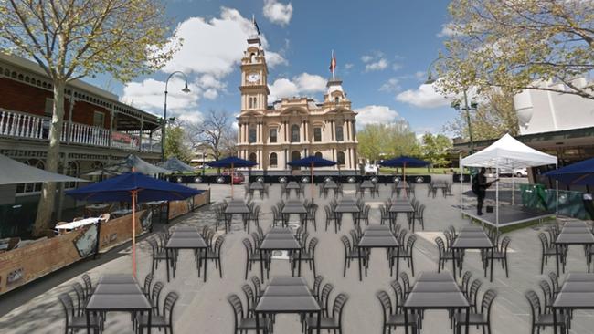 A render of what outdoor dining could look like under Melbourne’s restrictions.