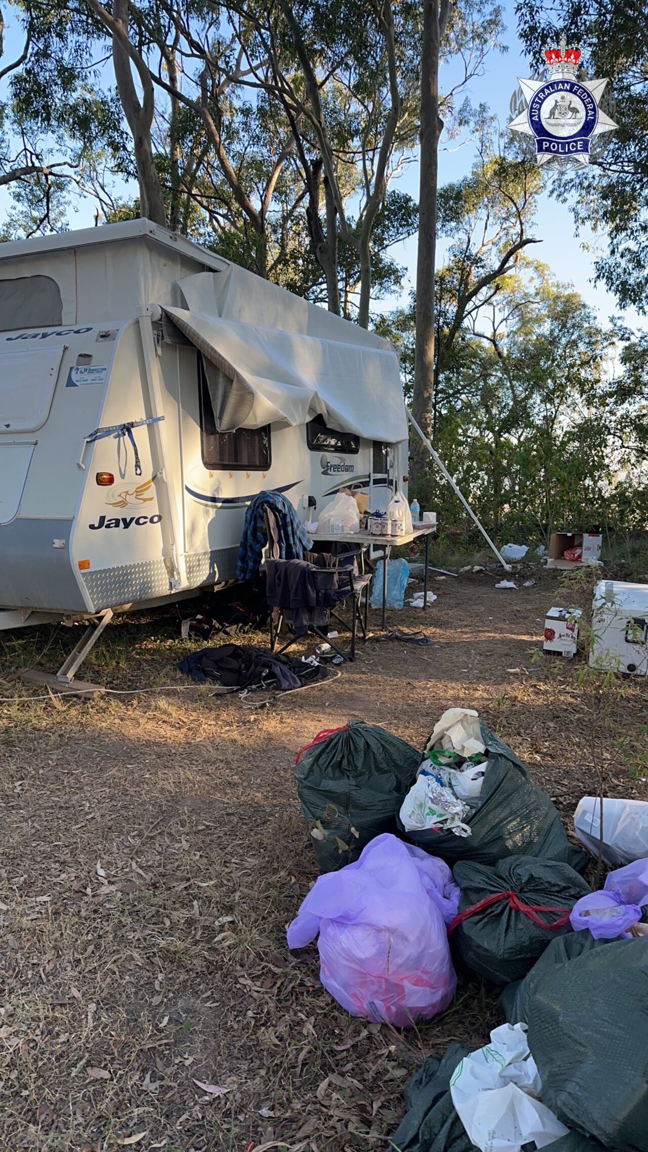 The caravan Lane allegedly lived in. Picture: Australian Federal Police