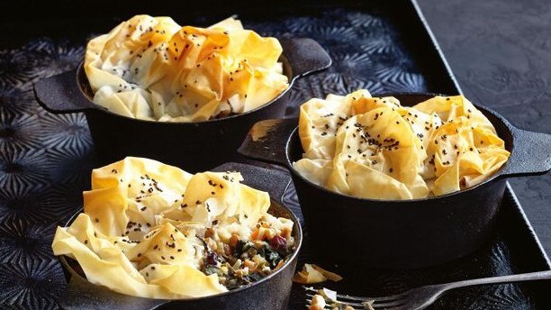 These silverbeet pies with filo are a healthy option.