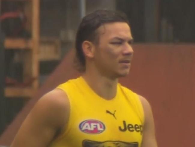 Daniel Rioli at Richmond training. Picture: Channel 7