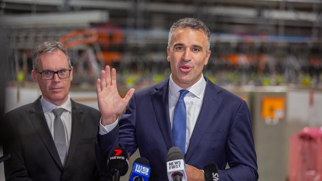 Premier Peter Malinauskas at the new Pacific Marine Batteries factory at Osborne. Picture: Ben Clark