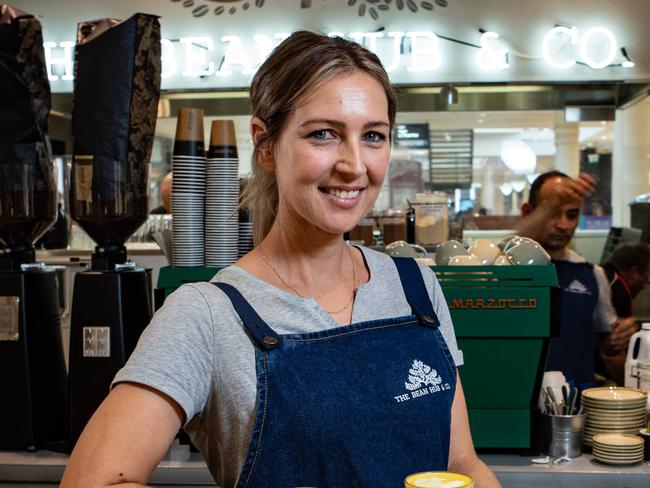 Pictures taken at Castle Towers new eatery 'The Bean Hub' on 20th June 2018. Owner Snezana Drazic at the cafe with some of the food.(AAP Image / Julian Andrews).