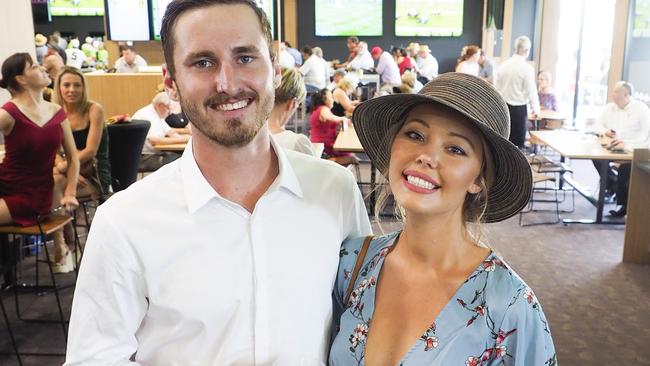 Read Nicholson, 23, from Talai and Amy Carberry, 22, from Helensvale at the Gold Coast Turf Club. Picture: Tim Marsden