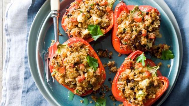 Stuffed peppers are such a great vegetarian dinner, so easy to throw together, and sooo tasty.