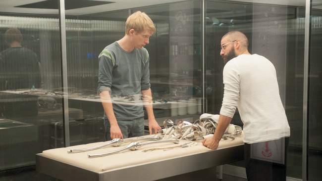 Groundbreaking ...  Domhnall Gleeson and Oscar Isaac in the futuristic drama  Ex Machina.