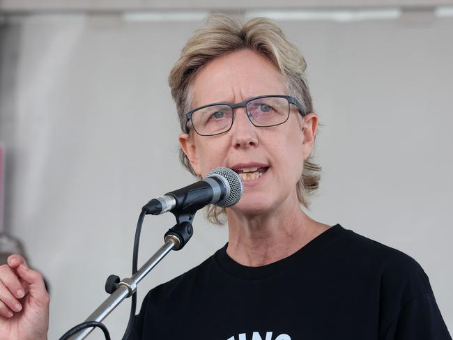 Sally McManus Secretary of the Australian Council of Trade Unions, Brisbane Labour Day March. Picture: Liam Kidston
