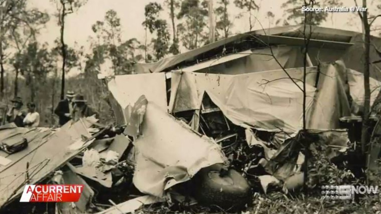 A pilot, co-pilot and seven wartime priority passengers died when the plane crashed into a hillside after the tailfins fell off in bad weather. Picture: A Current Affair