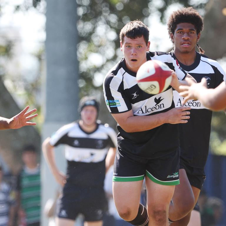 Action from the Under 16 Brisbane junior rugby league grand final between Brothers and Souths at Norman Park. Picture Lachie Millard