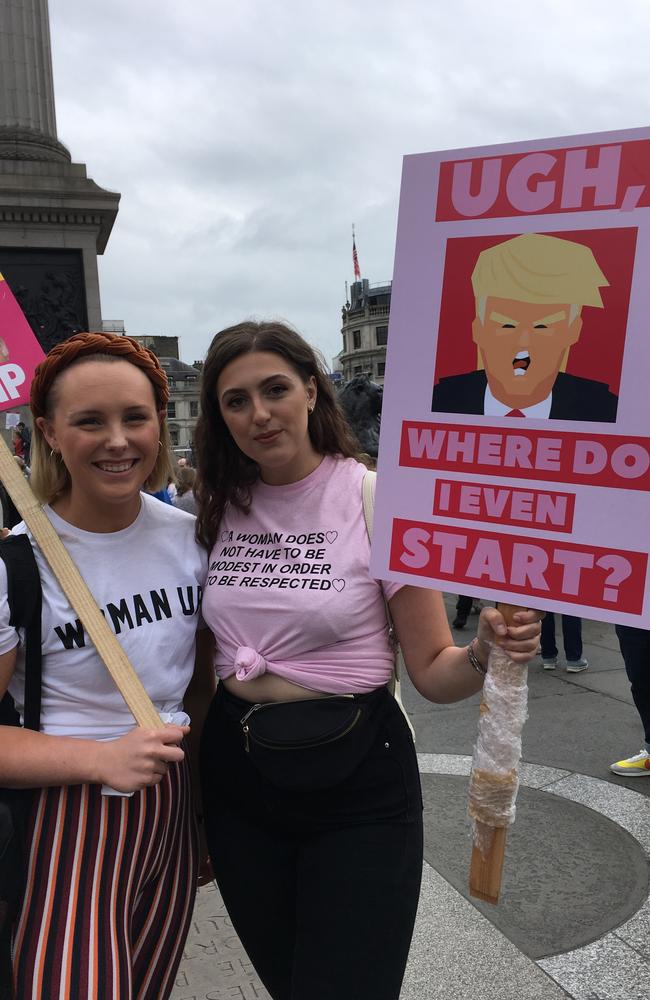 Protesters Emma Hough and Anna Fenton said Donald Trump had helped create a climate where ‘terrifying’ new abortion laws could be brought in. Picture: Victoria Craw/news.com.au