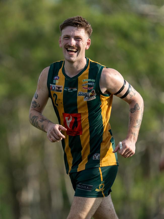 Benjamin Brett playing for PINT in the 2024-25 NTFL season. Picture: Tymunna Clements / AFLNT Media