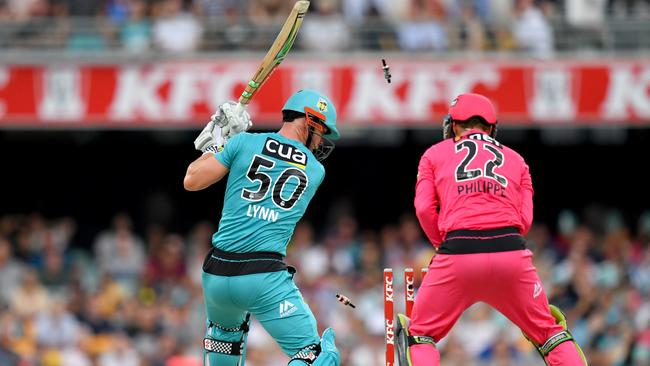 Chris Lynn’s wickets were rattled early. Picture: AAP Image/Darren England