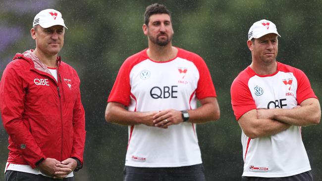 Dean Cox and Steve Johnson have given a fresh look to John Longmire’s coaching staff. Picture: Brett Costello