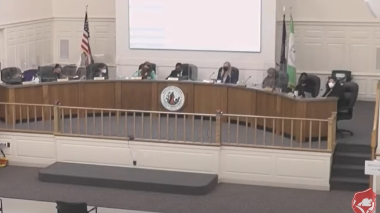 The Henrico School in Virginia was hosting its school board meeting when an awkward prank unfolded. Picture: YouTube/HenricoSchools