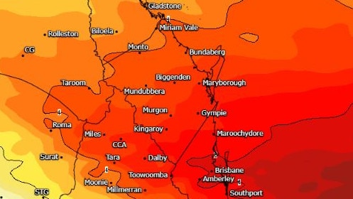 Predicted temperatures for Queensland amid heatwave warnings. Picture: www.weatherwatch.net.au