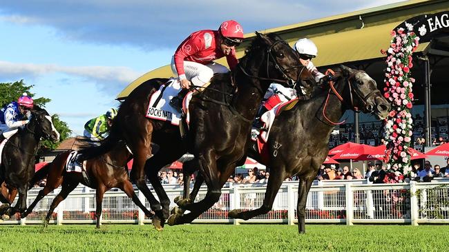 Socks Nation causing a huge boilover in the Queensland Oaks last year. Picture: Trackside Photography