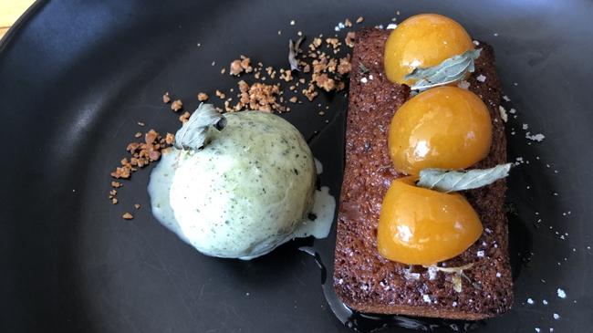 Citrus cake and poached cumquats at Watervale Hotel, Clare Valley.