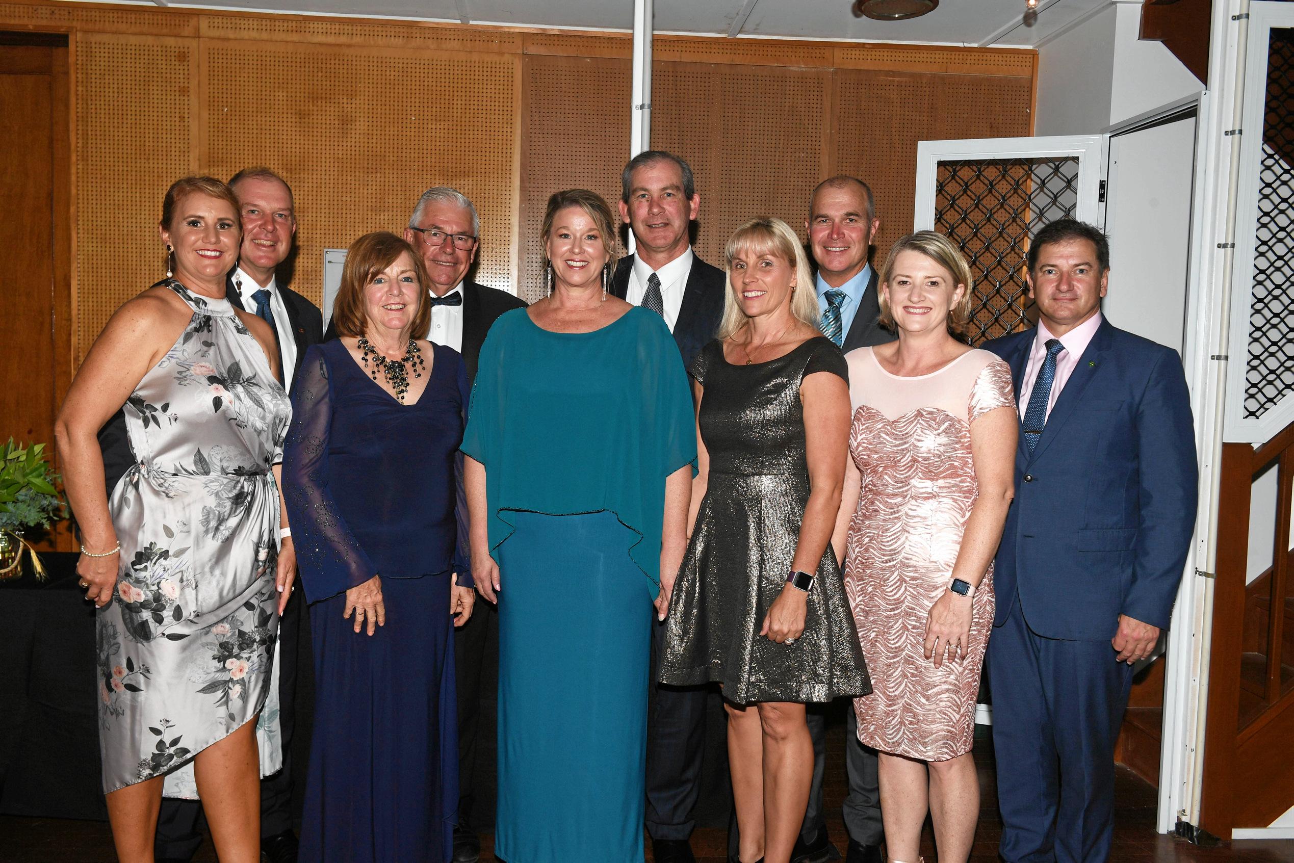 Gympie Show Ball - Tony and Michelle Perrett, Graham and Margret Engeman, Sue and Mick Curren, Correne and Bob Leitch, Sharon and Llew OBrien. Picture: Troy Jegers