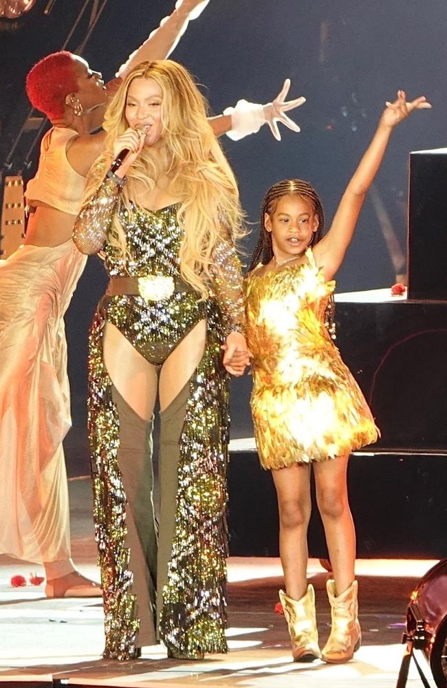 Beyonce sang her song Protector while holding Rumi’s hand. Picture: ShotbyNYP / BACKGRID