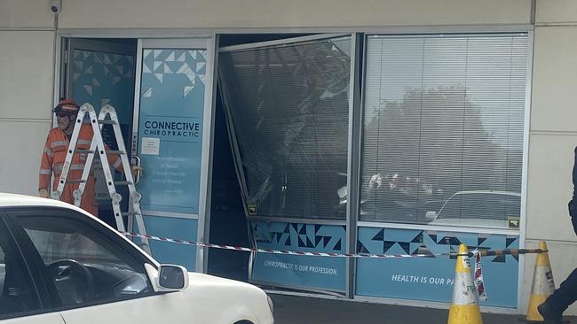 A car crashed into a Rostrevor chiropractor just before 12pm today. 2 March 2021. Picture: Dixie Sulda