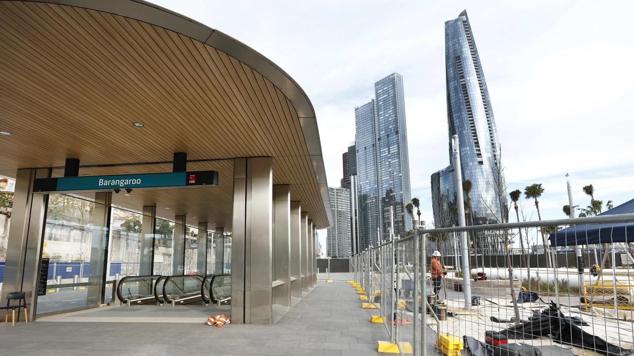 The entrance to the brand new Barangaroo Metro Station. Picture: Richard Dobson