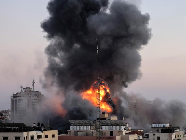 Black smoke billows after an Israeli airstrike on Gaza City targeted the Ansar compound, linked to the Hamas movement, in the Gaza Strip. Picture: AFP