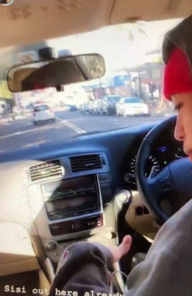 The driver of the car with the baby in the front seat, who appears unrestrained. There’s no suggestion the driver is the person charged. Picture: Instagram/@mailehopoate