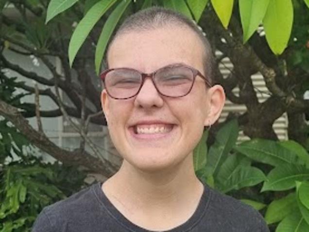 Brooke Ridgway, who was born with disabilities and has recently been diagnosed with Hodgkin's lymphoma, after she shaved her head. Picture: Supplied