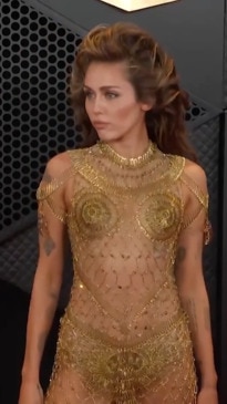 Miley Cyrus sports wild see-through dress at the Grammys