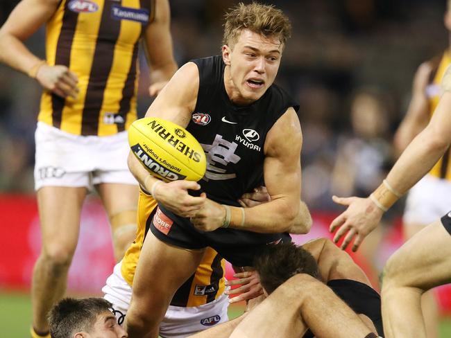 Patrick Cripps stood up for the Blues, as usual. Picture: Michael Klein