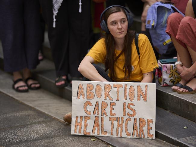 Pro-Choice Protesters outside Parliament House in Adelaide, Wednesday, Oct. 16, 2024. Picture: Matt Loxton