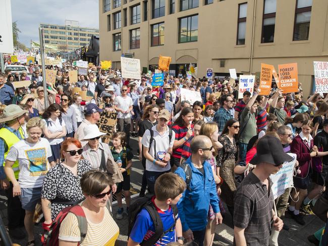Climate strike rally in Hobart. Picture: RICHARD JUPE
