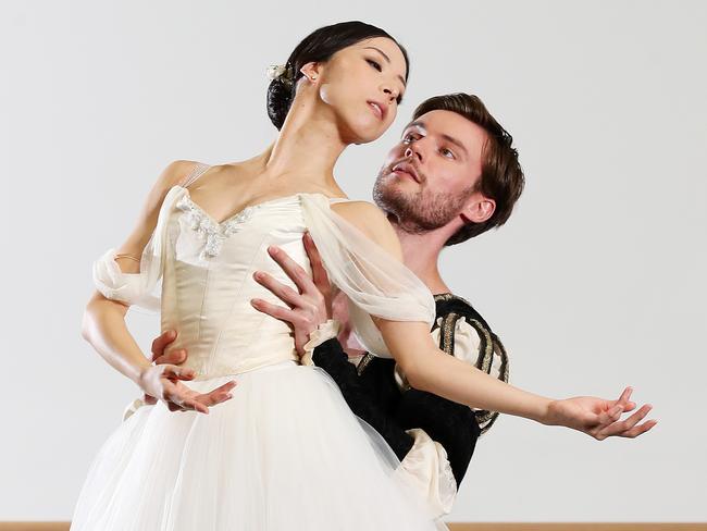 Queensland Ballet senior soloists Neneka Yoshida and Joel Woellner ahead of their performance in Giselle, West End. Photographer: Liam Kidston.