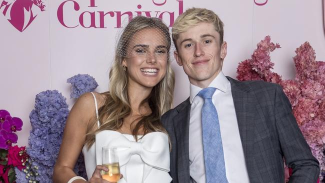 Ben Allen and Delainey Mary at the Spring Carnival Launch at Carousel on October 01, 2024 in Albert Park, Australia. (Photo by Dave Geraghty/Racing Photos)