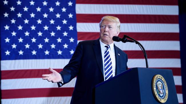 President Donald Trump speaks before a bill signing in Charlotte, North Carolina, on Friday US time. Picture: AFP