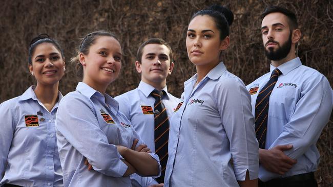 Graduation of 13 Indigenous students from Sydney TAFE's Indigenous Police Recruitment Our Way Delivery (IPROWD) initiative (to support an increase in the number of Indigenous Police. L to R..Annabella Tavares, Taylah Quigley, James Riordan, Tanisha Anderson and Sam Hann were some of today's graduates.