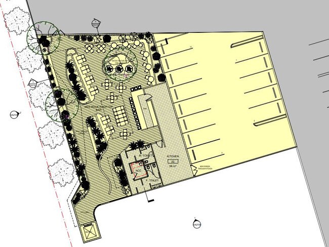 Proposed plans for the rooftop bar and restaurant, which would replace 20 spots in the existing car park.