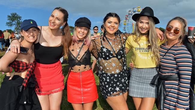 Georgia Farell, Emma Annis, Georgia Withycombe, Abbey Askew, Courtney Lambert and Larissa Rogers at the Big Pineapple Music Festival in 2018.