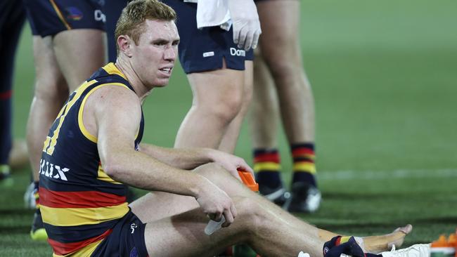 Keeping specialist forward Tom Lynch at the Adelaide Football Club should have been the easiest deal for the Crows to put away in the off-season. The protracted saga on his contract negotiations highlights even obvious deals become lost in big-agenda items in AFL list management. Picture: Sarah Reed