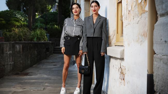 Lisa and Jessica Origliasso at The Rocks in Sydney. Picture: Richard Dobson/The Daily Telegraph.