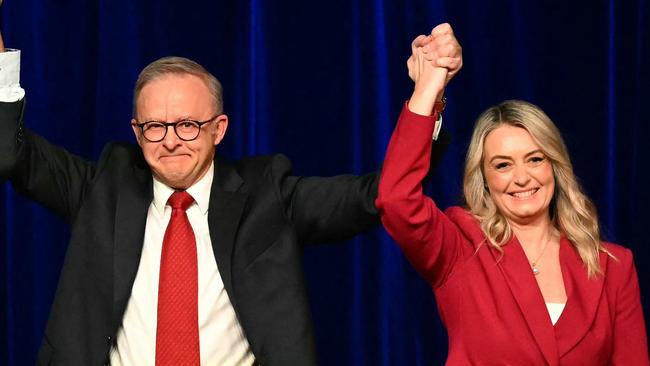 Mr Albanese paid tribute to fiancee Jodie Haydon. (Photo by Saeed KHAN / AFP)