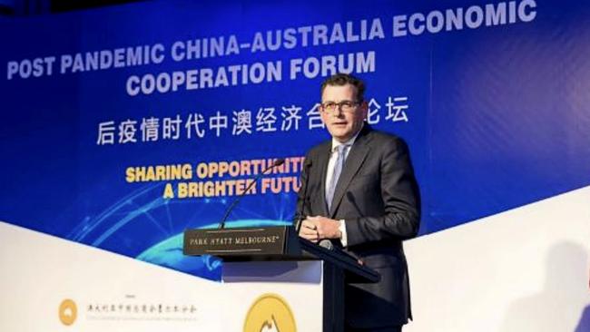 Daniel Andrews speaking at the China-Australia Economic Cooperation Forum. Picture: Supplied