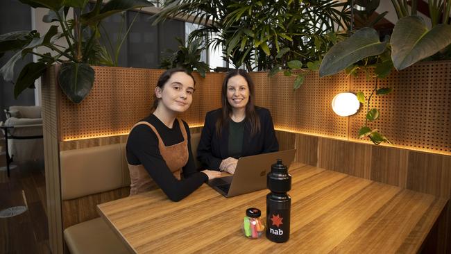 Amy and mum Christine Glatzel, who brought her daughter to work the STEM work-experience program. Picture: Arsineh Houspian