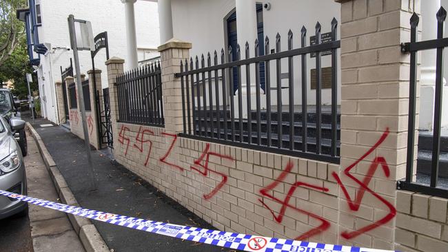 Anti-semitic attack on a Sydney Synagogue. Picture: NewsWire / Simon Bullard.